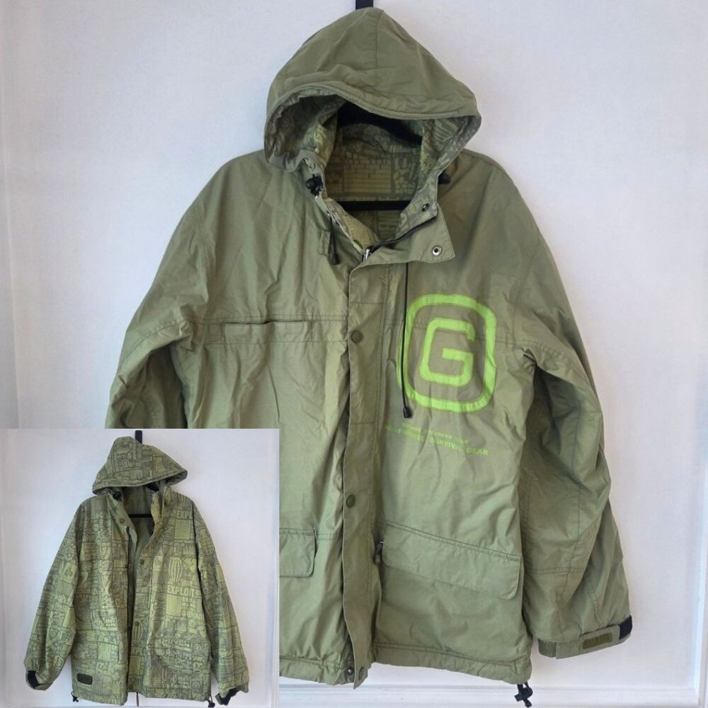Grenade Fatigue Project Green Reversible Snowboarding Jacket Coat Men's M